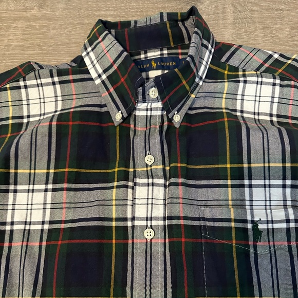 Ralph Lauren Men's Large Oxford Cotton Plaid Button Down Long Sleeve Shirt - Picture 12 of 15